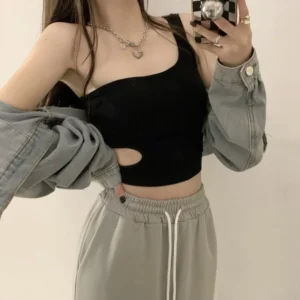 含胸墊🔥小性感曲線鏤空設計小吊帶背心