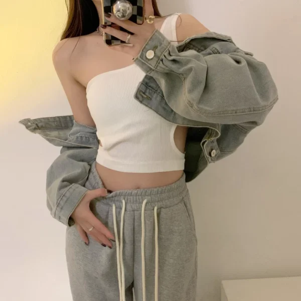 含胸墊🔥小性感曲線鏤空設計小吊帶背心：圖片 3