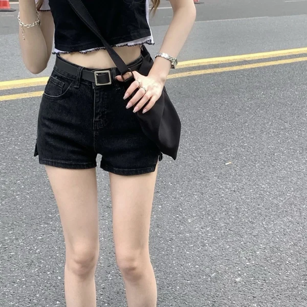 超正長腿神器🔥側邊開衩簡約百搭牛仔短褲：圖片 4