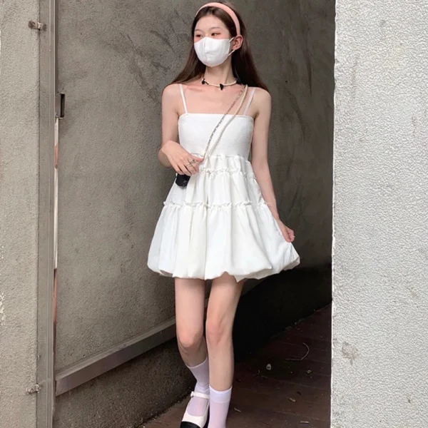 超美百搭🖤法式蓬蓬小白裙：圖片 4