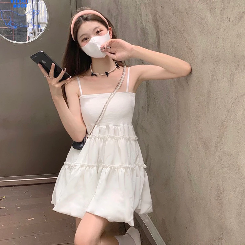 超美百搭🖤法式蓬蓬小白裙