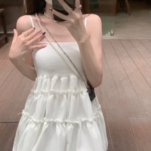 超美百搭🖤法式蓬蓬小白裙