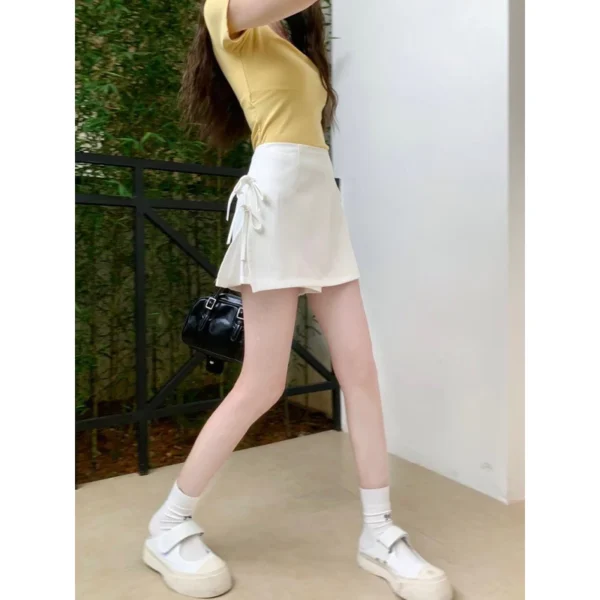 蝴蝶結綁帶🖤側開叉西裝裙：圖片 3