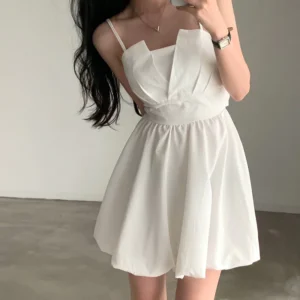 後綁帶🖤小仙女美背綁帶吊帶連身裙