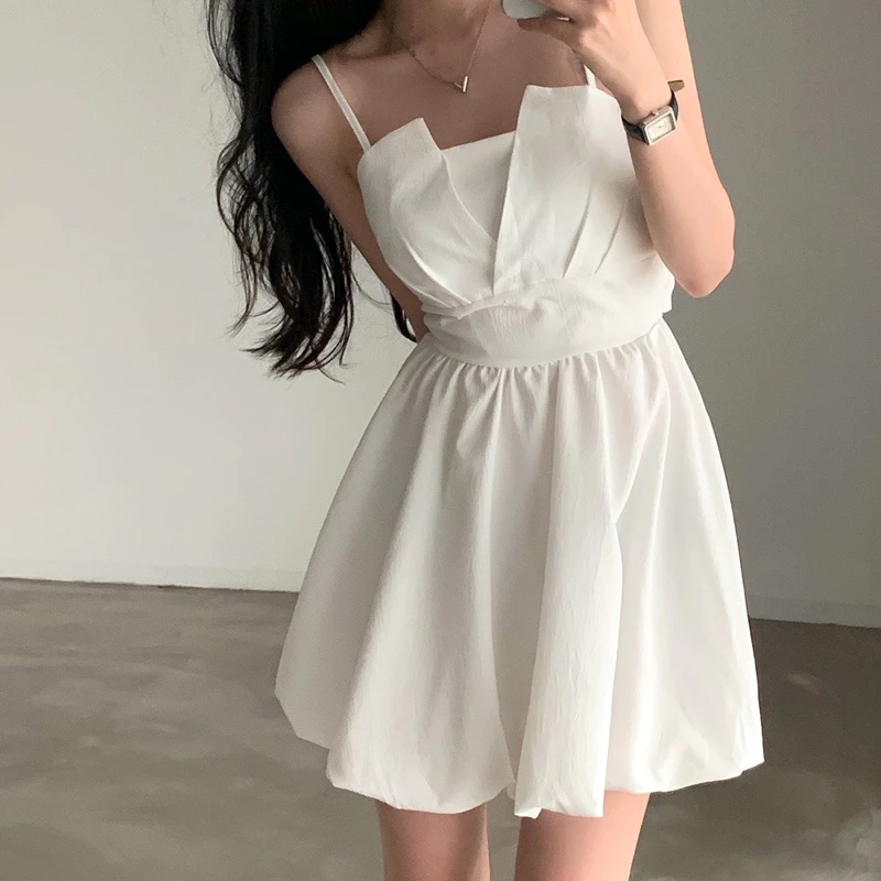 後綁帶🖤小仙女美背綁帶吊帶連身裙